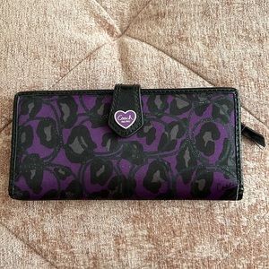 Coach Poppy Purple Ocelot Card Wallet